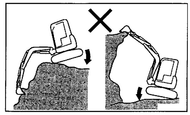 禁止通过车体的下落力量作业-挖掘机安全使用维护手册